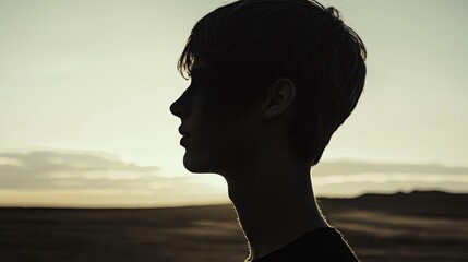 Silhouette of a person gazing into the horizon