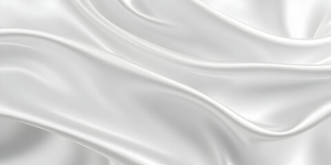 Silky white fabric, flowing curves, soft folds, ethereal texture, gentle waves, luminous sheen, abstract background, minimalist design, smooth surface, delicate shadows, monochromatic, high-contrast l