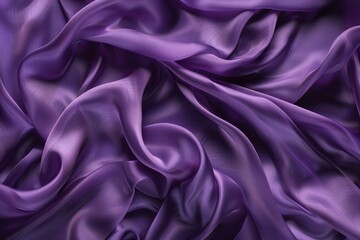 Fototapeta premium Luxurious purple silk or satin fabric forming folds and wrinkles, creating a smooth, elegant background