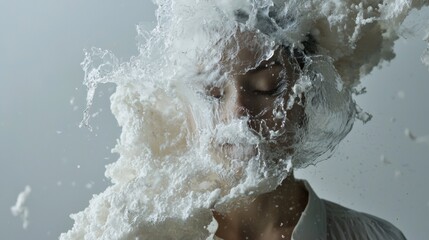 Fototapeta premium Face splashed with water in a refreshing moment