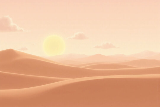 serene desert landscape at sunset sand dunes pastel sky - Powered by Adobe