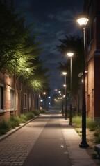 Solar-Powered Streetlights with Pedestrian Pathway, eco friendly streets, pedestrian pathway