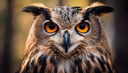 Fototapeta premium Curious Owl with Golden Eyes