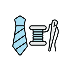 Needle threadNeedle, thread, and tie set tailor and fashion icon in flat style, featuring a sewing needle with thread and a classic necktie, perfect for tailoring a and tie set tailor and fashion icon