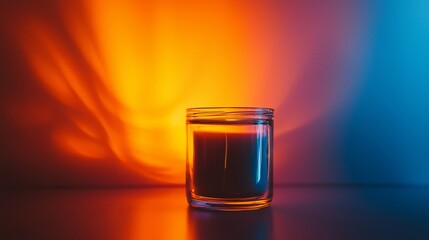 Glass with fiery orange and blue glow