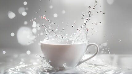 Coffee cup splash in dramatic motion
