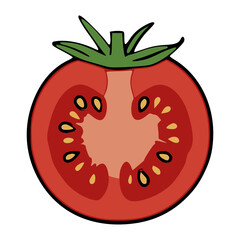 fresh sliced tomato vegetable healthy nature food flat color vector illustration template design