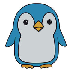 cute penguin wild animal fauna flat color vector illustration template design