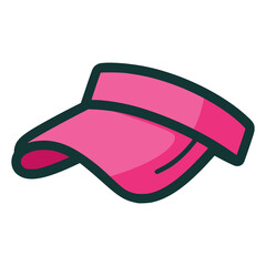 pink visor cap sport accessories hat flat color vector illustration template design