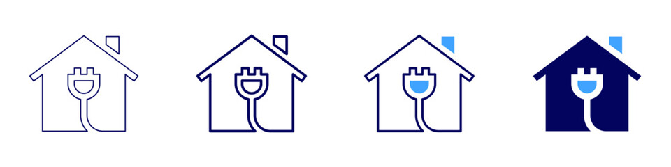 Smart homes icon in 4 different styles. Thin Line, Line, Bold, and Bold Line. Duotone style. Editable stroke