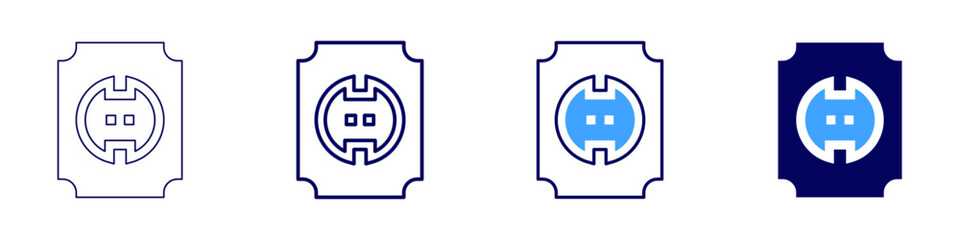Sockets icon in 4 different styles. Thin Line, Line, Bold, and Bold Line. Duotone style. Editable stroke