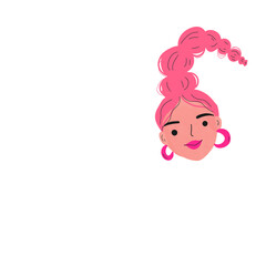 Woman in pink hair 