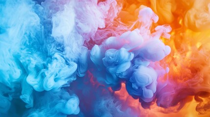 Fototapeta premium Vibrant smoke clouds in blue and orange colors