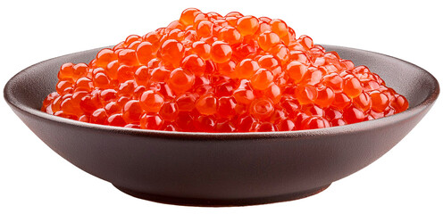  red caviar in bowl isolated on white background