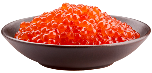  red caviar in bowl isolated on white background