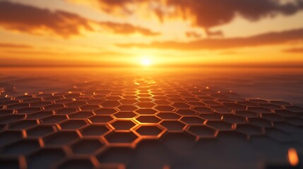 Obraz premium Sunset Hexagon Technology Background