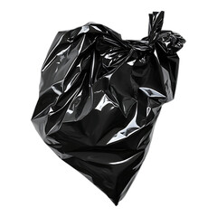 PNG Black Garbage Bag Against Transparent Background for Waste Management, Environmental Design, or Cleaning and Organization Projects
