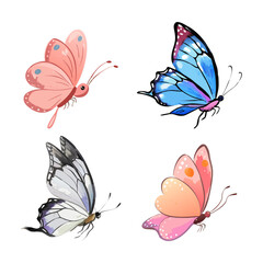  Flat Hand Draw Watercolour Butterfly Collection Vector Illustration