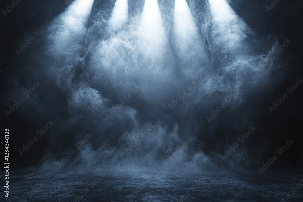 Aufkleber dramatic stage lighting creates a captivating atmosphere with fog in an empty performance space