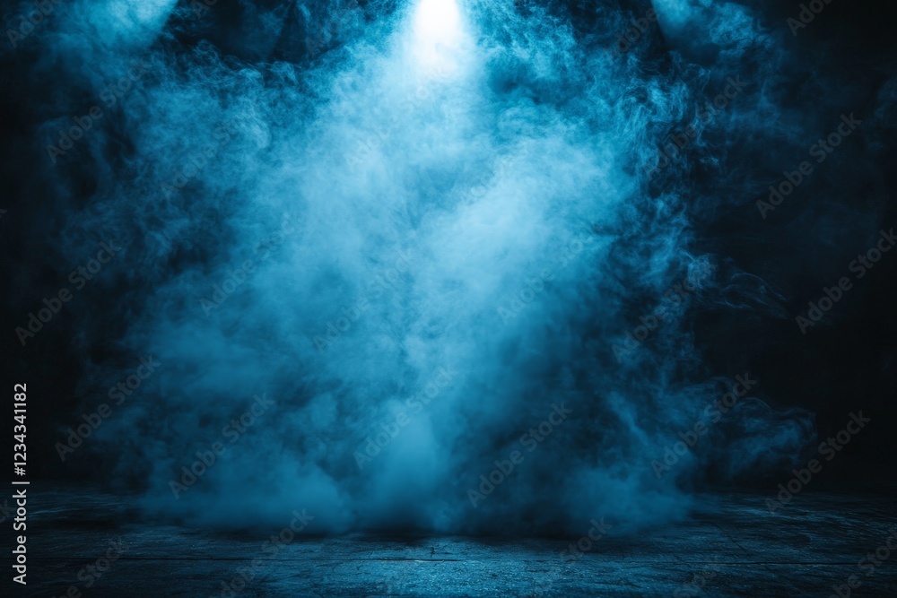 Aufkleber Fog envelops a dimly lit stage, creating an atmospheric and mysterious environment suitable for performances