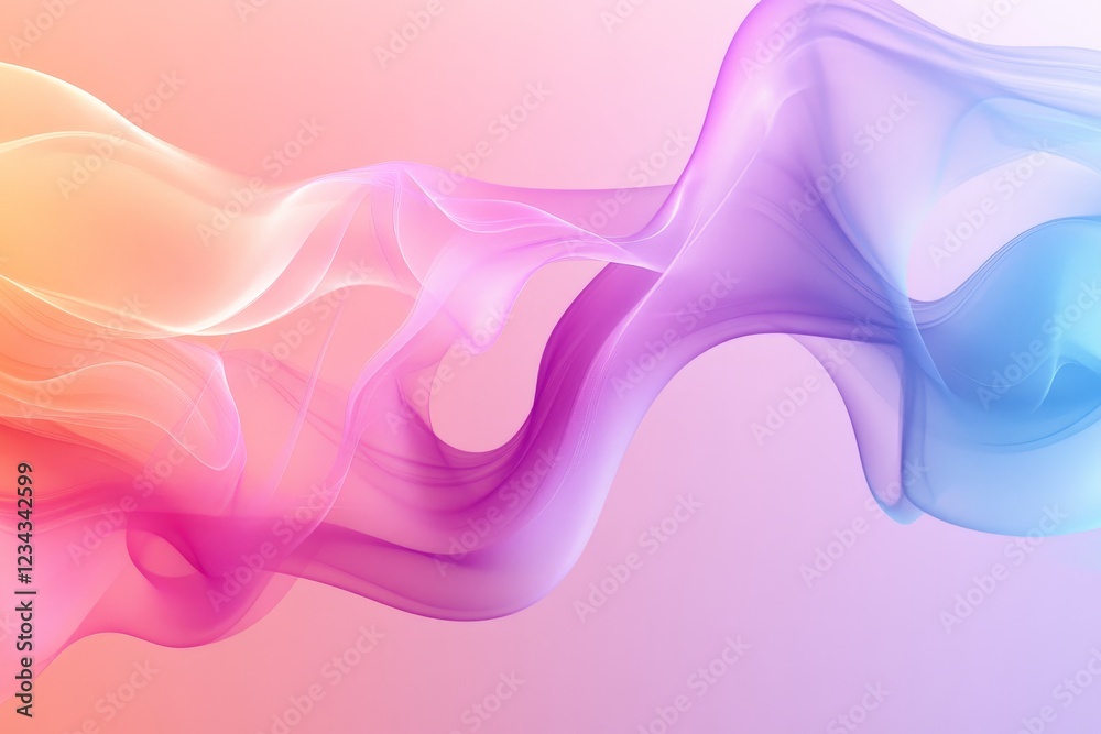 Poster Colorful abstract waves in pastel shades create a dreamy visual effect in soft hues and flowing forms