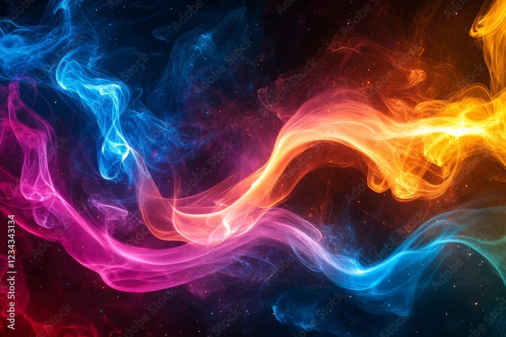 Poster colorful abstract smoke swirls create a mesmerizing visual experience in a dark void