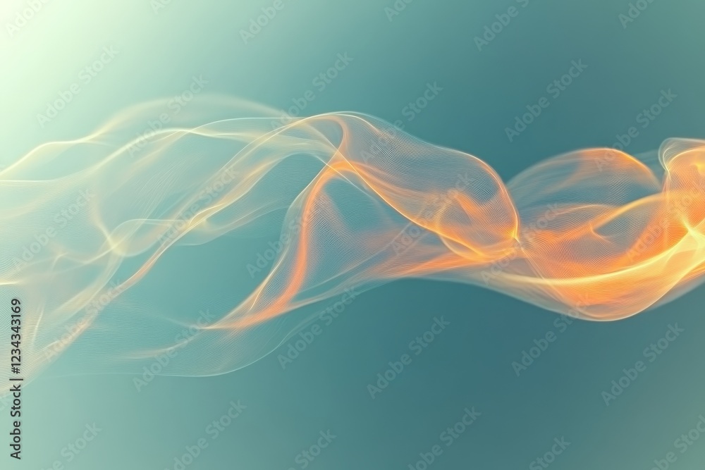 Poster Delicate flowing lines create an abstract representation of light and movement in cool tones
