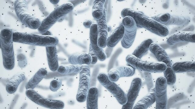 Lactobacillus bacteria, probiotic medical background 3d animation.