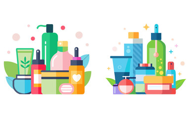 Collection Of Skincare Facial Creams Products Vector Illustration