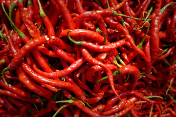 Fresh red chili at traditional market 