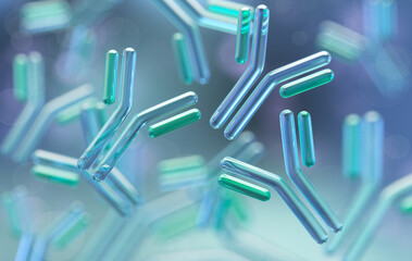 3d rendering of antibody Immunoglobulin molecule background.