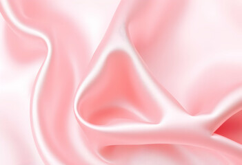 Fototapeta premium Silky smooth fabric, shimmering pink satin, soft folds and creases, delicate light reflections, macro texture, luxurious drapery, gentle curves, pastel rose hue, glossy surface, high-resolution detail