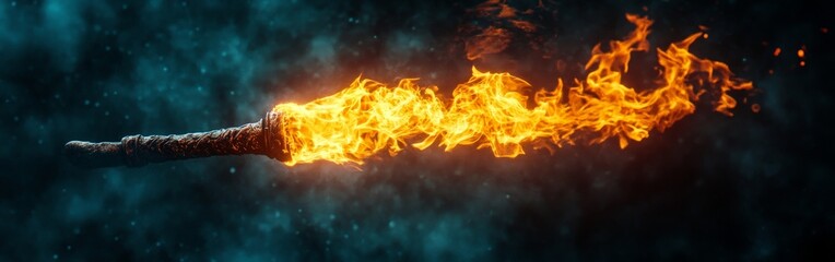 Fototapeta premium A symbolic flaming torch with dramatic flames, evoking power, resilience, and determination.