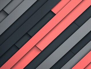 Obraz premium Abstract layered design featuring diagonal strips in grey, black, and coral colors, creating a modern aesthetic. Esports