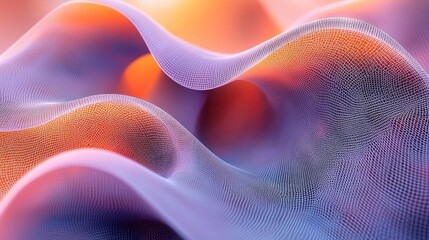 Abstract flowing mesh waves in vibrant sunset colors