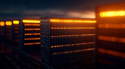 Glowing Futuristic City at Night