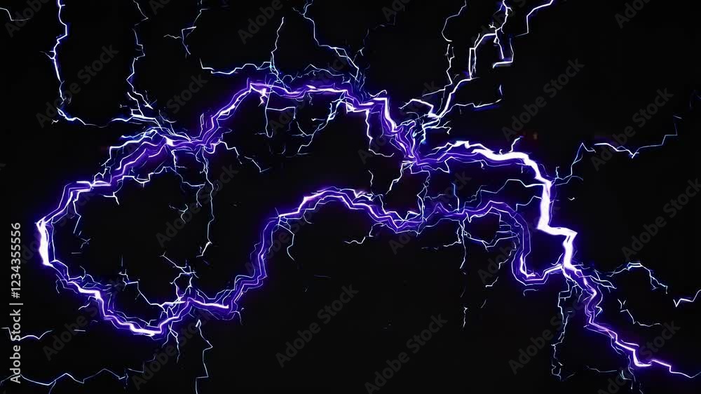 Poster a swirling, energized lightning bolt rendered in translucent purples, twisting and flashing over an 