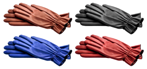 gloves in four colors isolated on white background