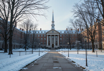 Snow-Covered Georgian Campus Building