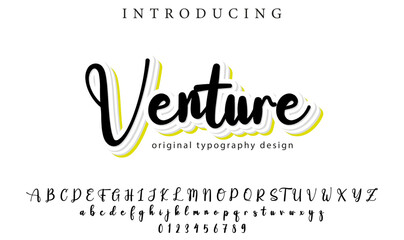 Venture Font Stylish brush painted an uppercase vector letters, alphabet, typeface