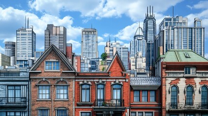 Fototapeta premium Cityscape: A Blend of Old and New Architecture