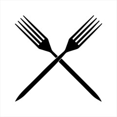 Fork and knife  silhouette design white background