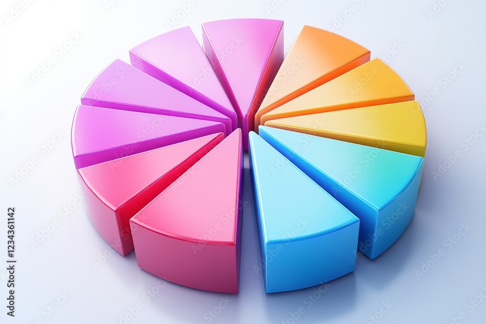 Poster Colorful pie chart segments arranged in a circular layout for data representation