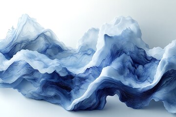 Obraz premium Abstract Blue Waves Sculpted Landscape