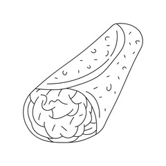 Hand-drawn Fast Food Clipart: Kawaii Fast Food Clipart: Outline Doodle Food Vector Illustration