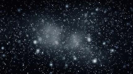 Obraz premium White Snowflakes Floating Gently in a Black Background with Bokeh Effect Creating a Dreamy and Serene Atmosphere