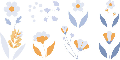 Stylized Floral Line Art Collection – Minimalist Botanical Designs in Black on White Background.