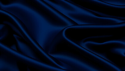 Obraz premium dark blue satin fabric, flowing curves, silky texture, deep shadows, abstract waves, midnight hues, luxurious drapery, smooth folds, mysterious ambiance, glossy surface, rich navy tones, sensual curve