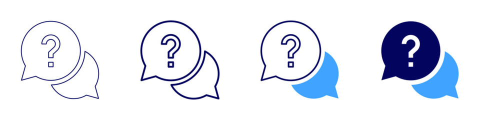 Help chat icon in 4 different styles. Thin Line, Line, Bold, and Bold Line. Duotone style. Editable stroke