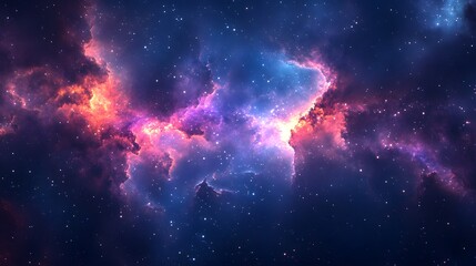 Galaxy with Colorful Nebula and Bright Stars, Deep Universe Background